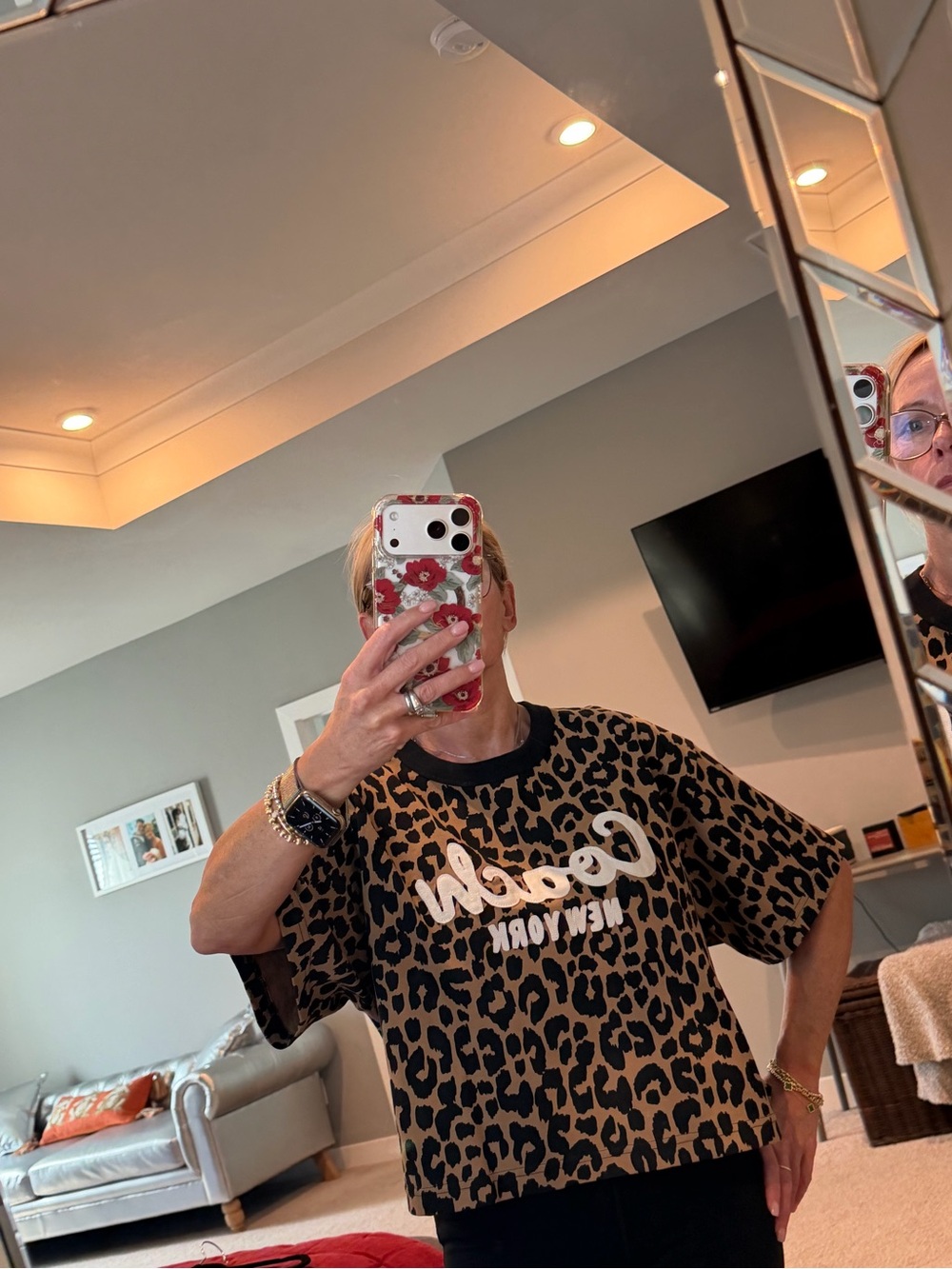 Coach Leopard Logo Tee - Black & Tan - Picture 8 of 8
